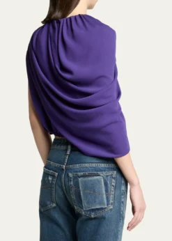 BalenciagaAsymmetric Draped Silk Cady Crop Top
