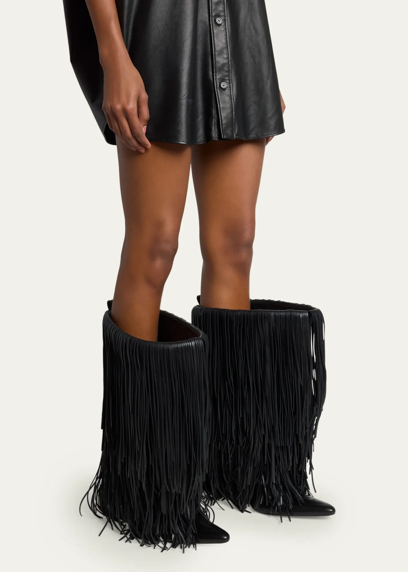 BalenciagaAvenue Fringe Leather Booties