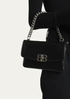 BalenciagaBB Soft Leather Phone Wallet on Chain