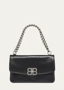 BalenciagaBB Soft Leather Phone Wallet on Chain