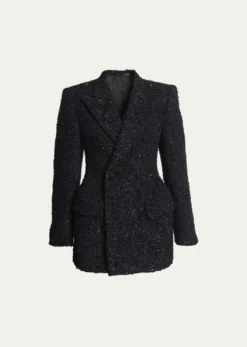 BalenciagaBoucle Double-Breast Hourglass Coat