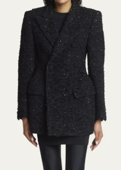 BalenciagaBoucle Double-Breast Hourglass Coat