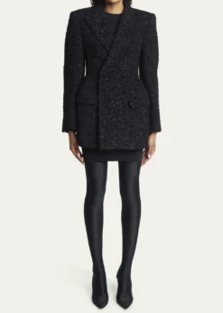 BalenciagaBoucle Double-Breast Hourglass Coat