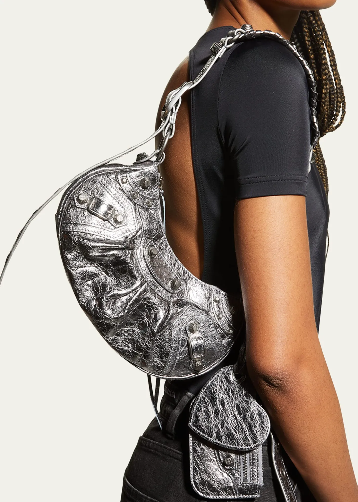 BalenciagaCagole XS Metallic Stud Hobo Shoulder Bag