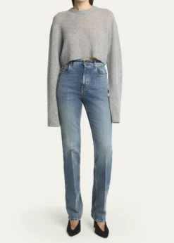 BalenciagaCashmere Open-Knit Crop Sweater