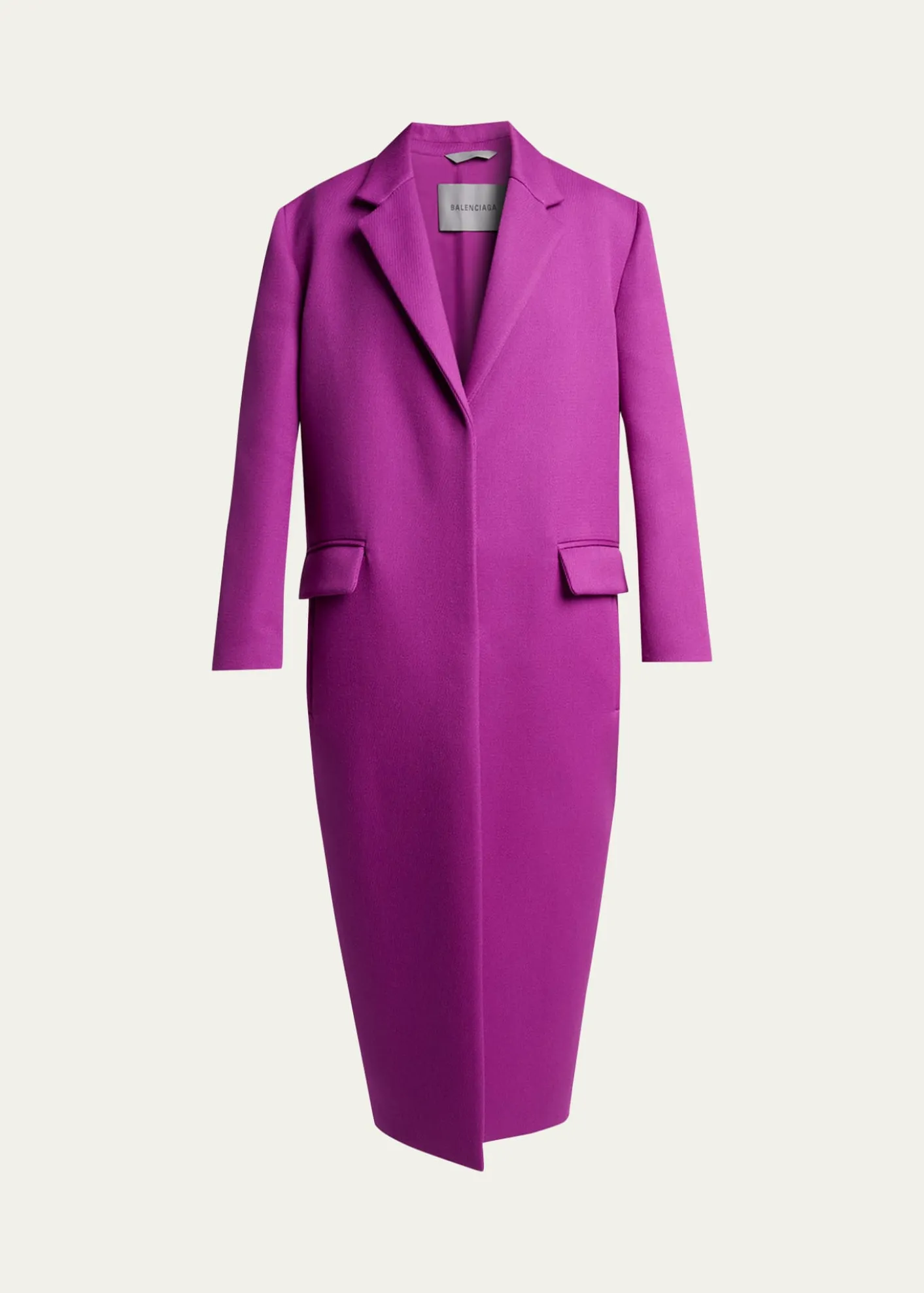 BalenciagaChunky Wool Gabardine Long Sack Coat