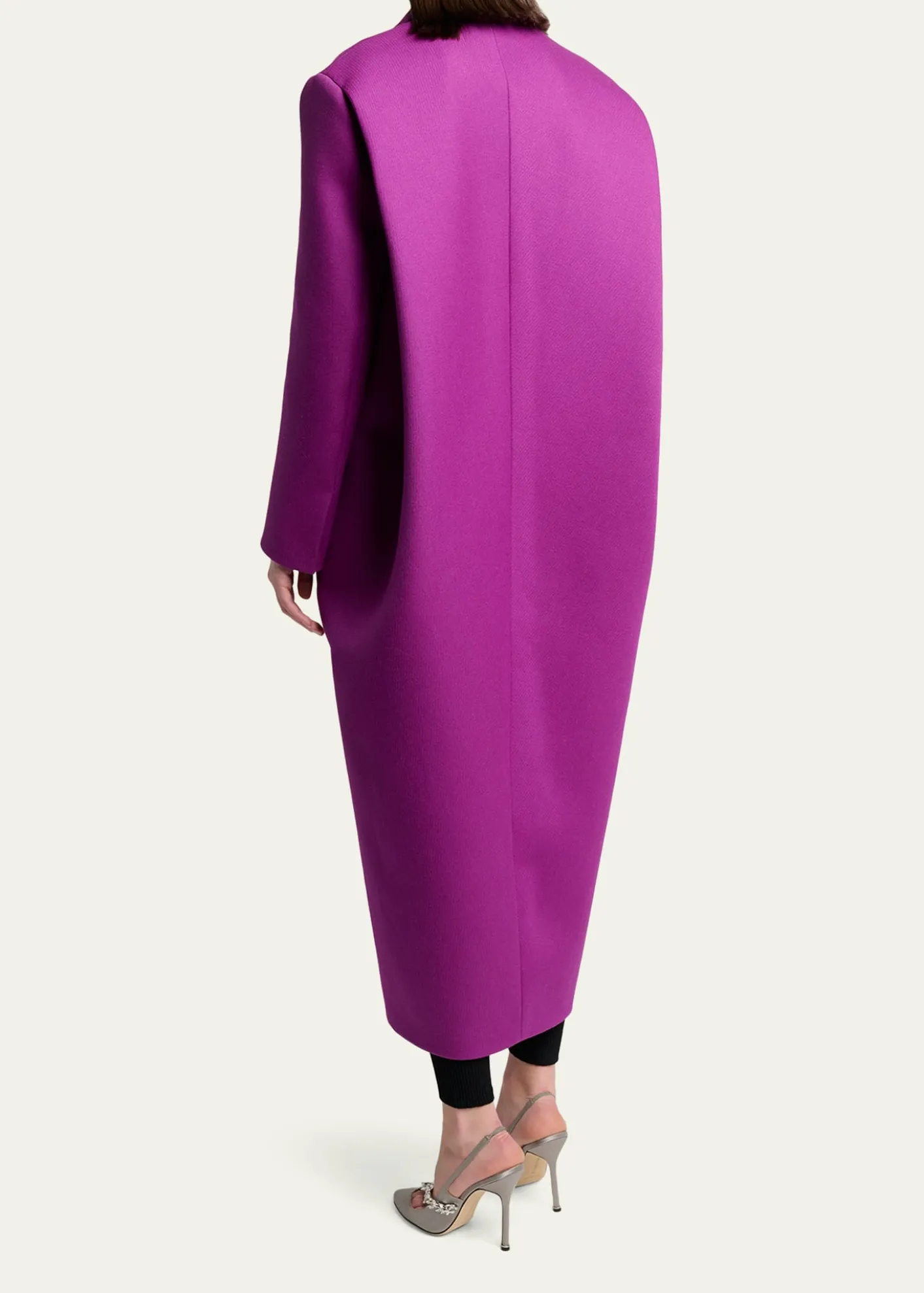 BalenciagaChunky Wool Gabardine Long Sack Coat