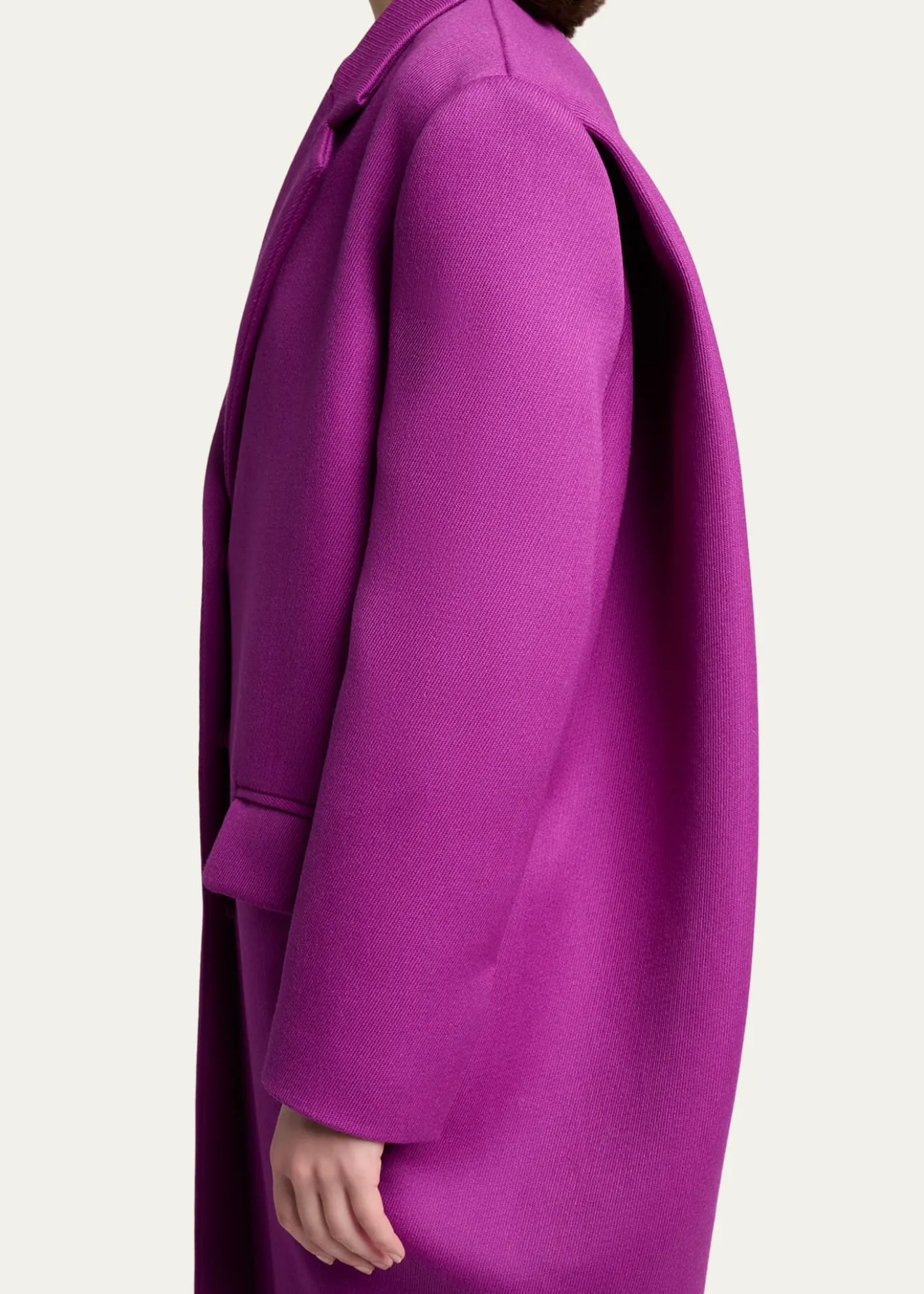 BalenciagaChunky Wool Gabardine Long Sack Coat