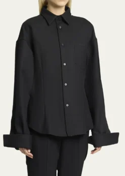 BalenciagaDouble Cotton Twill Cocoon Collared Shirt