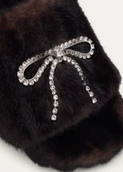 BalenciagaEmbellished Bow Faux Fur Slide Sandals