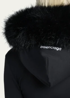 BalenciagaFluffy Zip-Up Hoodie with Faux Fur