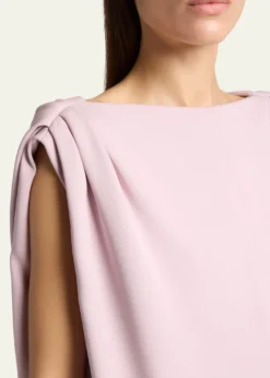 BalenciagaGathered-Shoulder High-Neck Midi Sack Dress