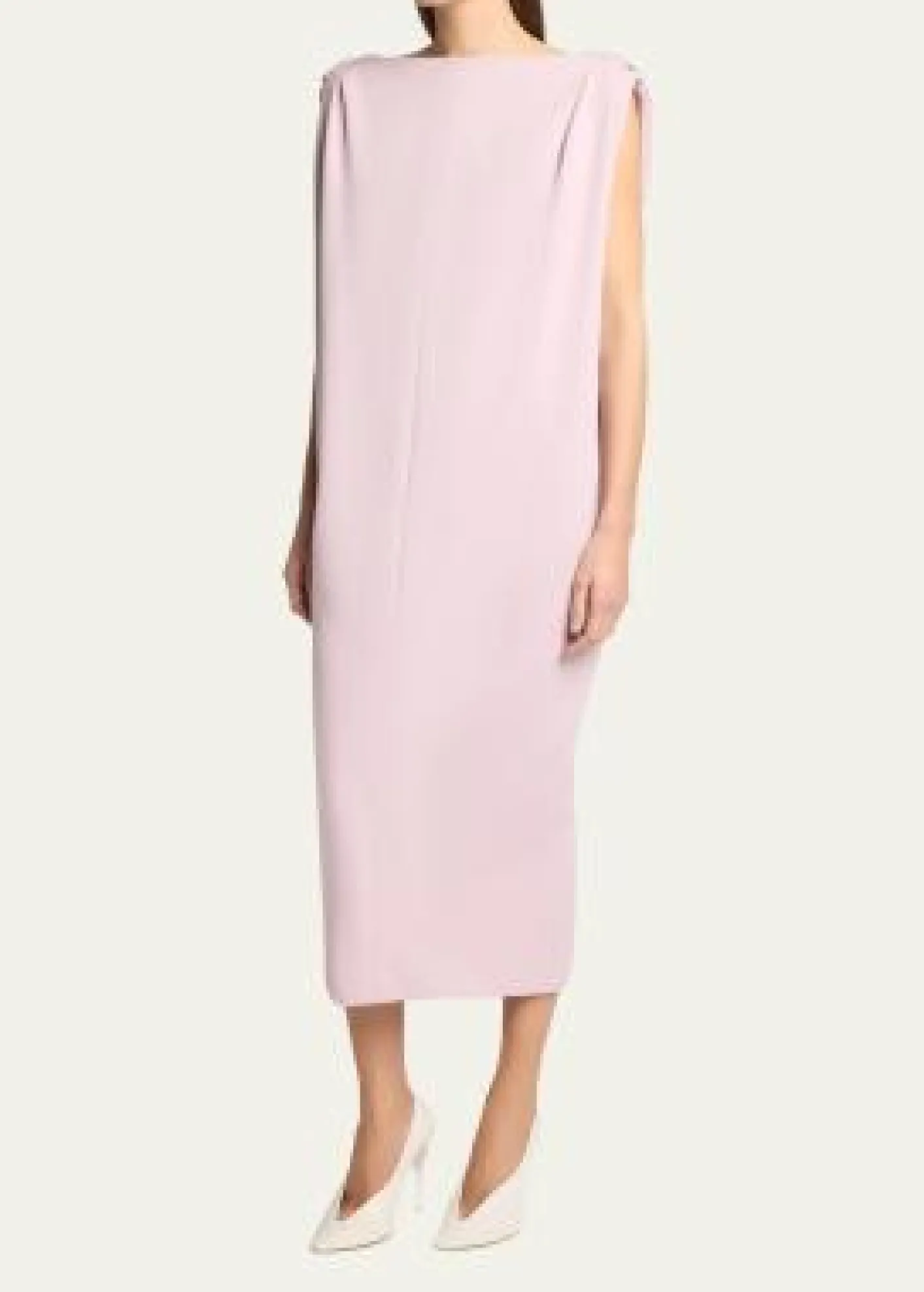 BalenciagaGathered-Shoulder High-Neck Midi Sack Dress