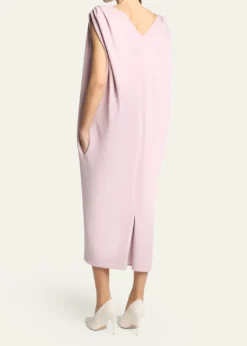 BalenciagaGathered-Shoulder High-Neck Midi Sack Dress