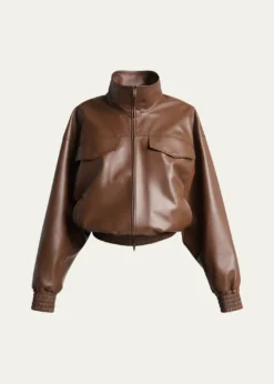 BalenciagaHigh-Collar Leather Blouson Jacket