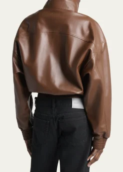 BalenciagaHigh-Collar Leather Blouson Jacket
