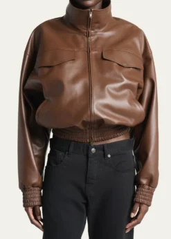 BalenciagaHigh-Collar Leather Blouson Jacket