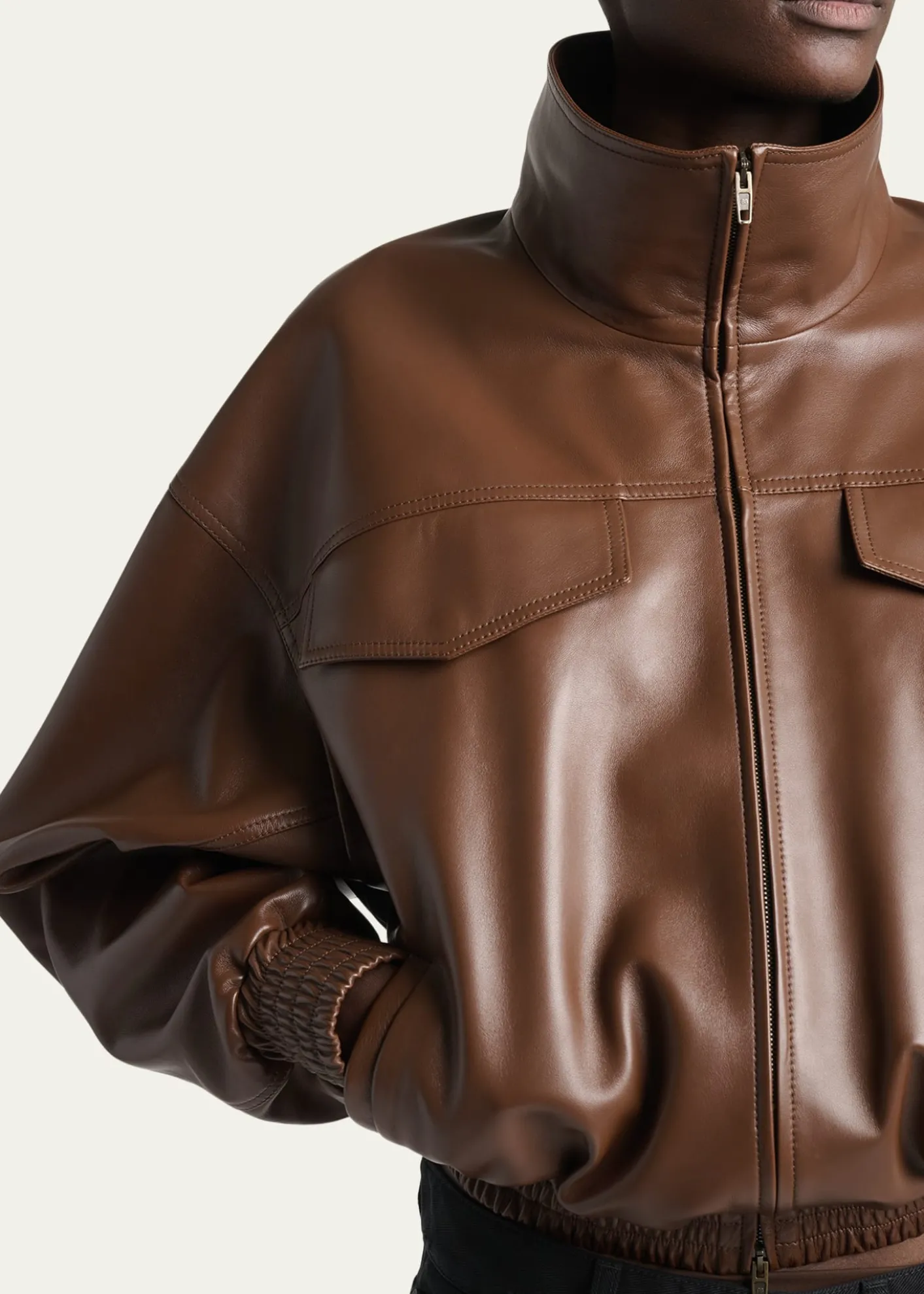 BalenciagaHigh-Collar Leather Blouson Jacket