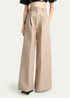 BalenciagaHigh-Rise Pleated Wide-Leg Pants