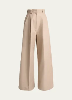 BalenciagaHigh-Rise Pleated Wide-Leg Pants