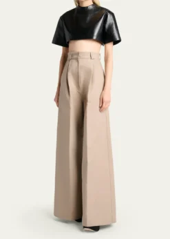 BalenciagaHigh-Rise Pleated Wide-Leg Pants