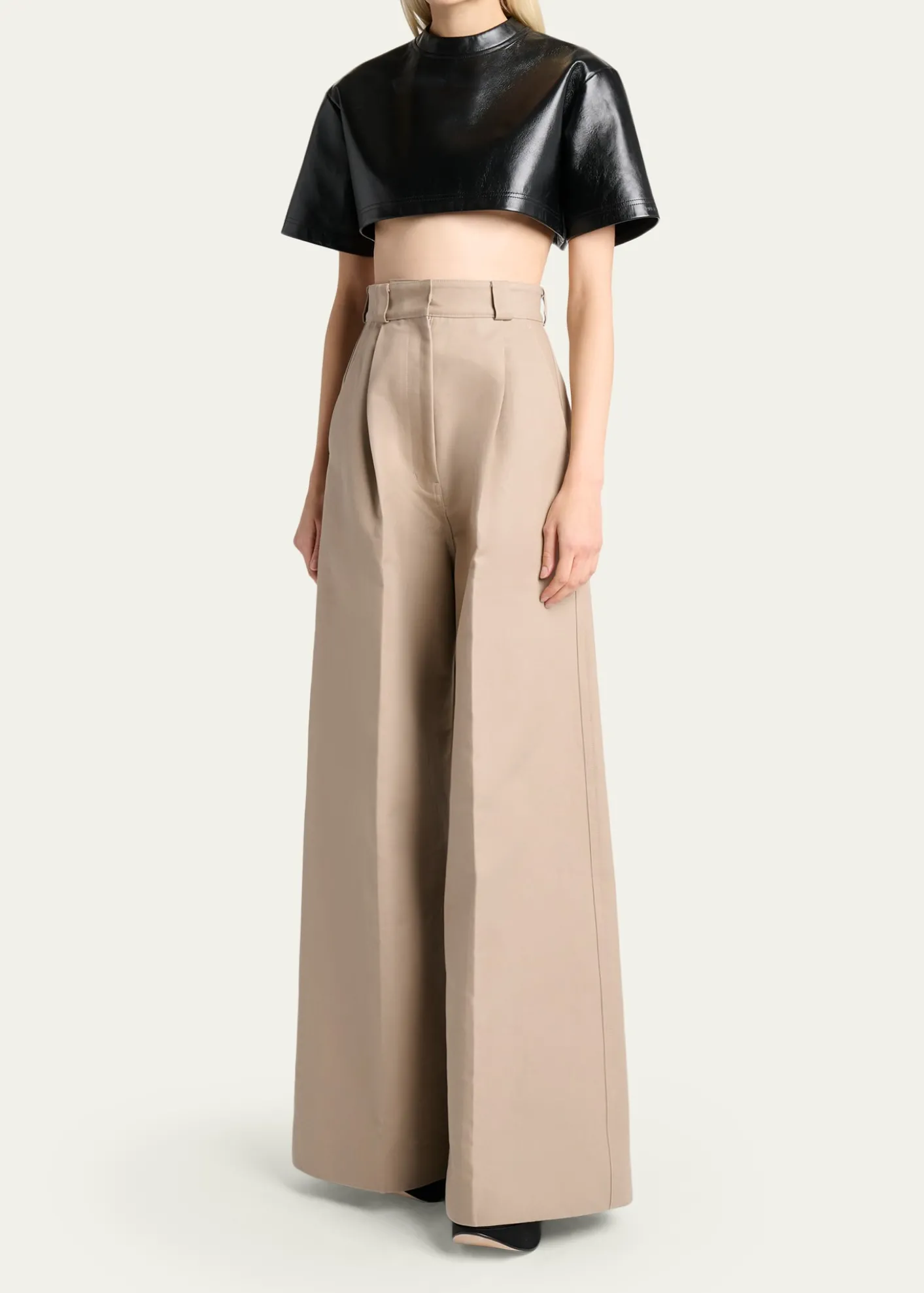 BalenciagaHigh-Rise Pleated Wide-Leg Pants