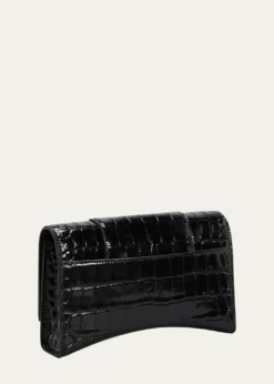 BalenciagaHourglass Shiny Mock-Croc Chain Wallet