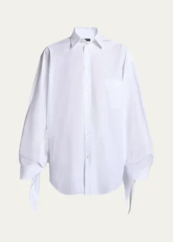 BalenciagaKnotted Cuff Poplin Blouse