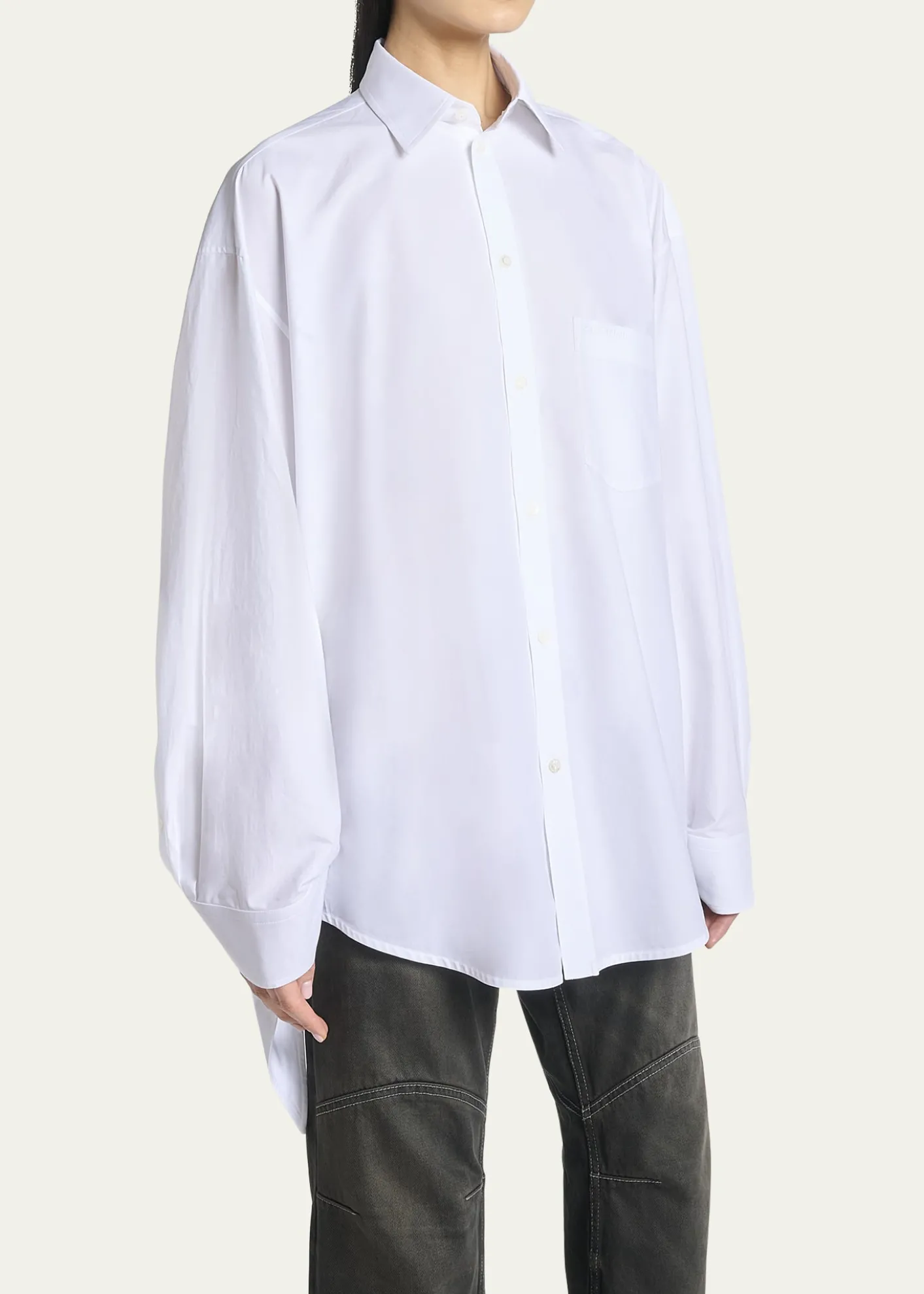 BalenciagaKnotted Cuff Poplin Blouse