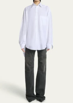 BalenciagaKnotted Cuff Poplin Blouse