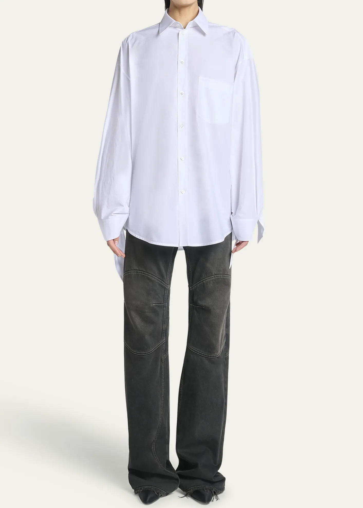 BalenciagaKnotted Cuff Poplin Blouse