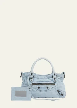 BalenciagaLe City Denim Top-Handle Bag