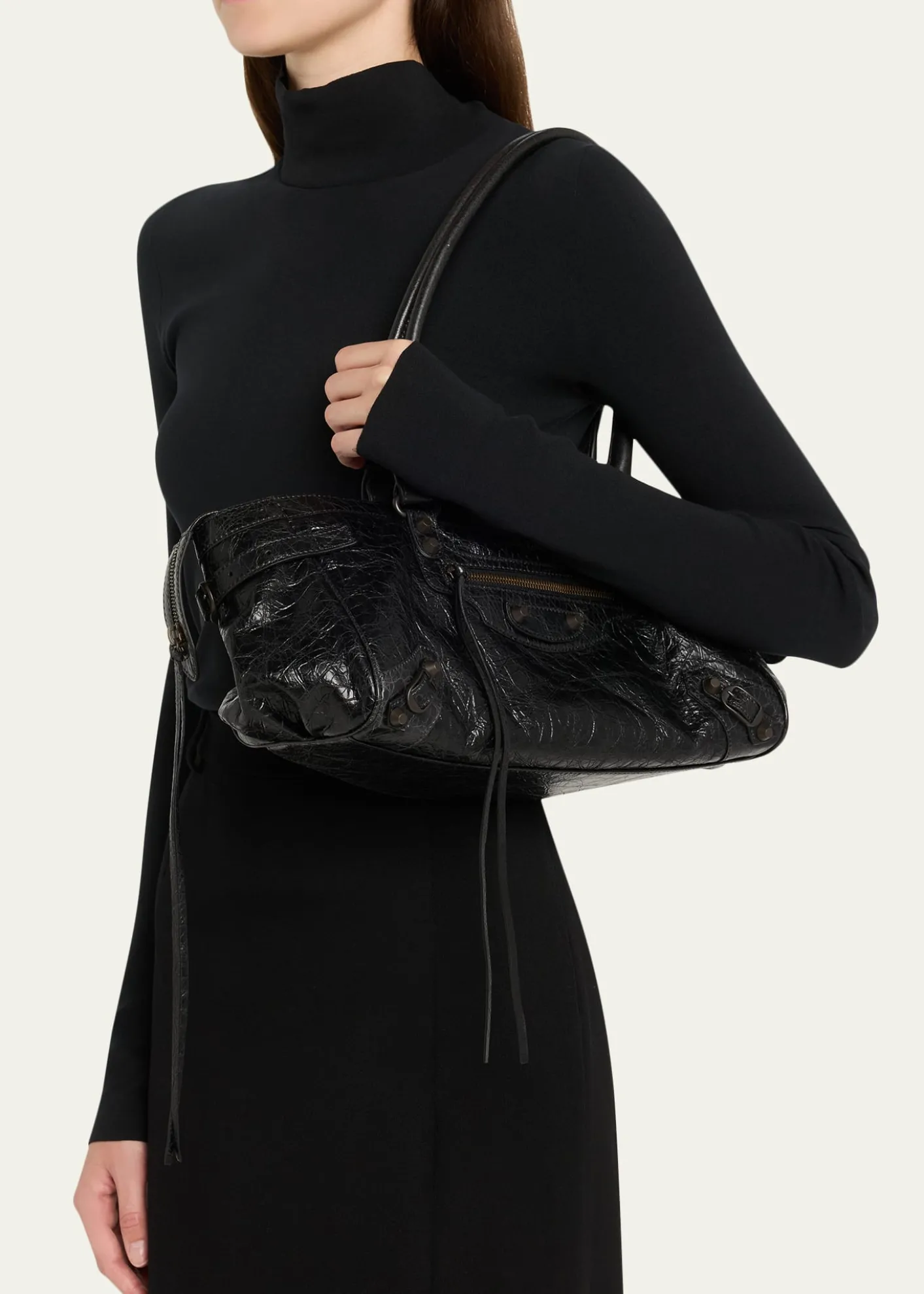 BalenciagaLe City East-West Shoulder Bag in Leather