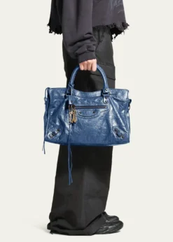 BalenciagaLe City Medium Crinkled Leather Top-Handle Bag
