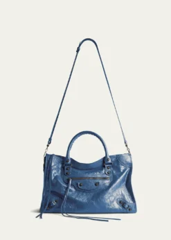 BalenciagaLe City Medium Crinkled Leather Top-Handle Bag