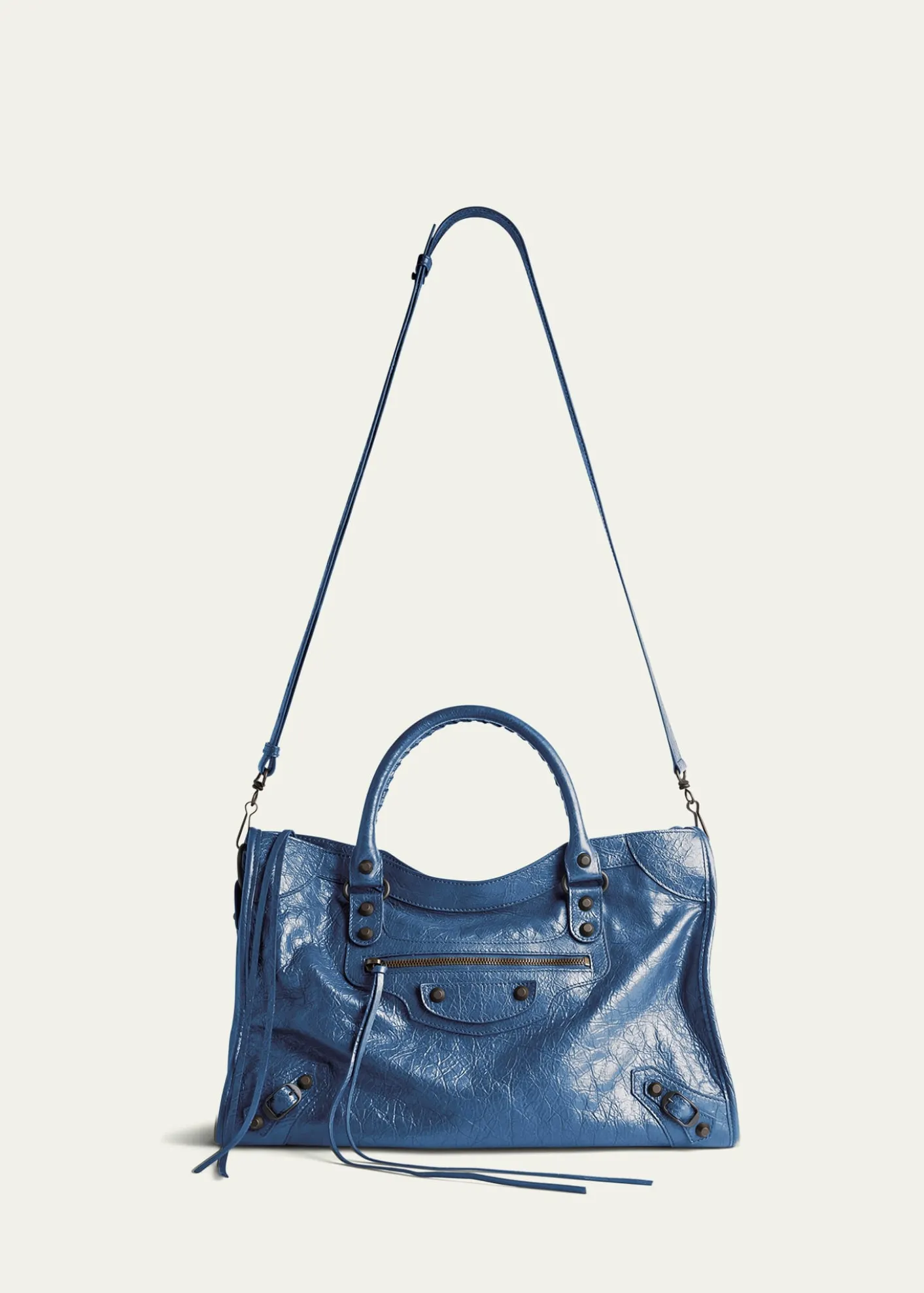 BalenciagaLe City Medium Crinkled Leather Top-Handle Bag