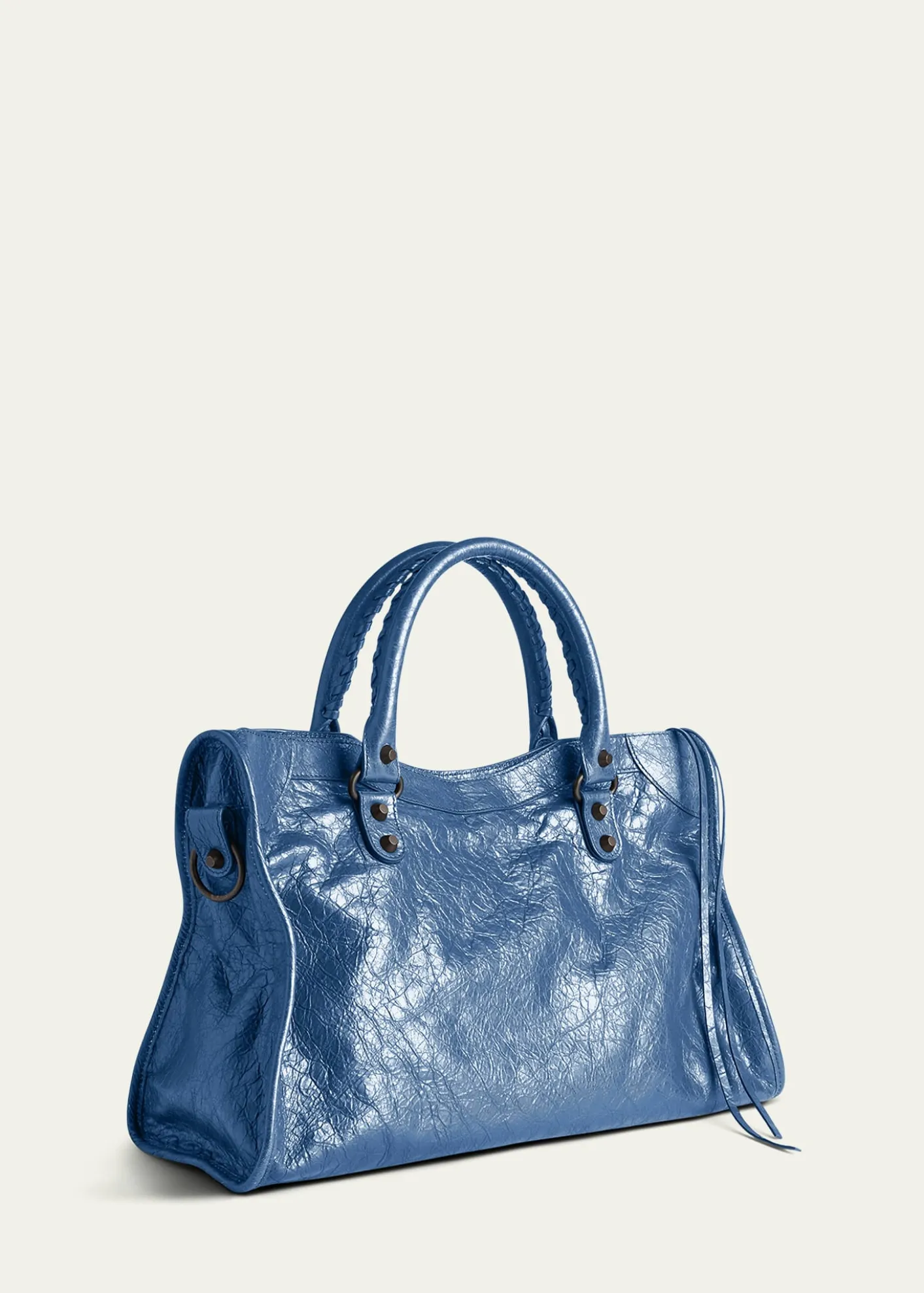 BalenciagaLe City Medium Crinkled Leather Top-Handle Bag