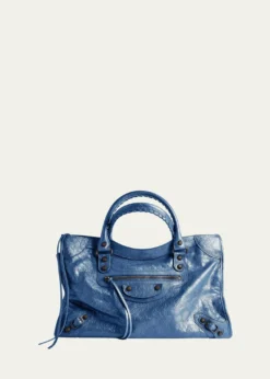 BalenciagaLe City Medium Crinkled Leather Top-Handle Bag