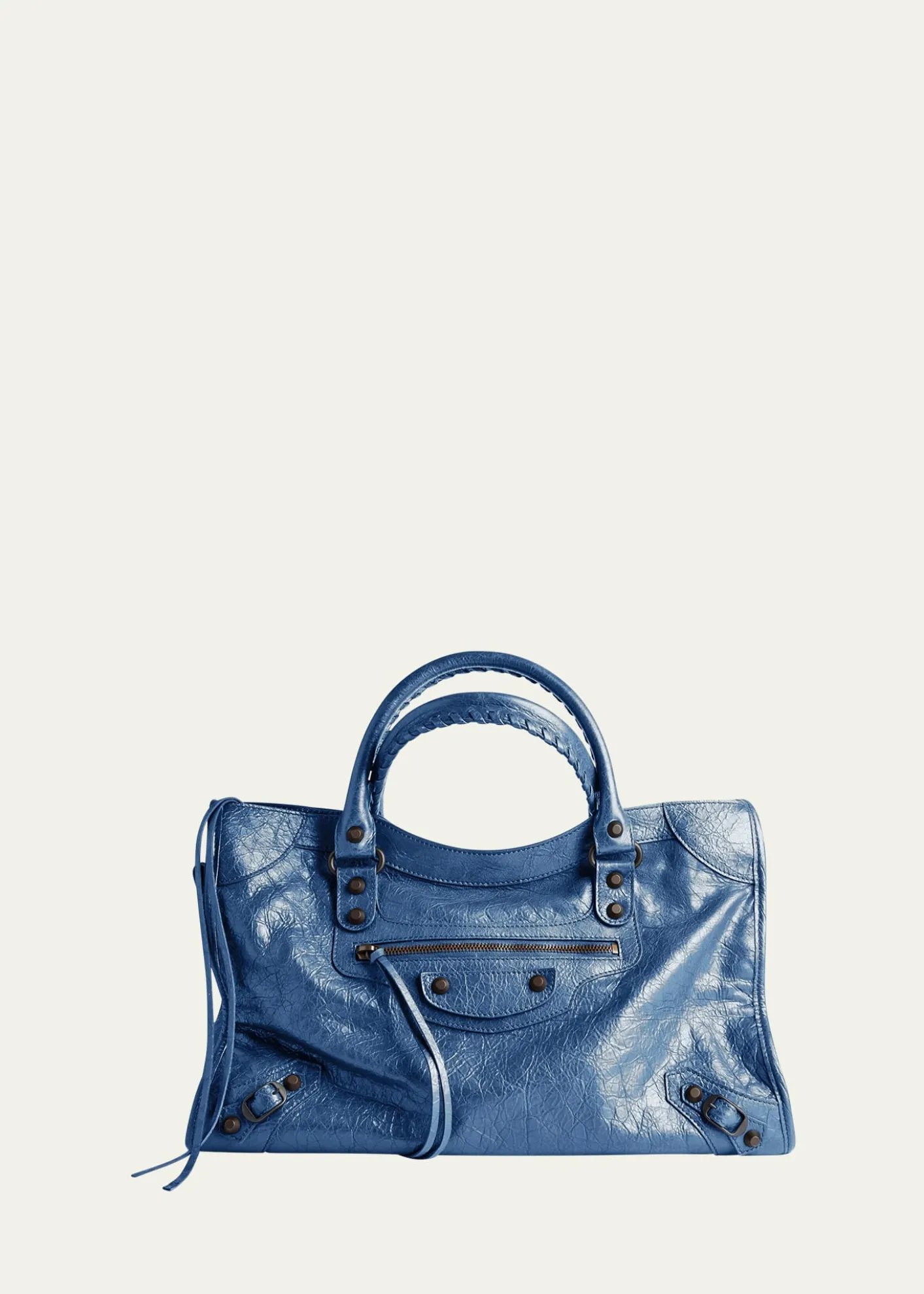 BalenciagaLe City Medium Crinkled Leather Top-Handle Bag