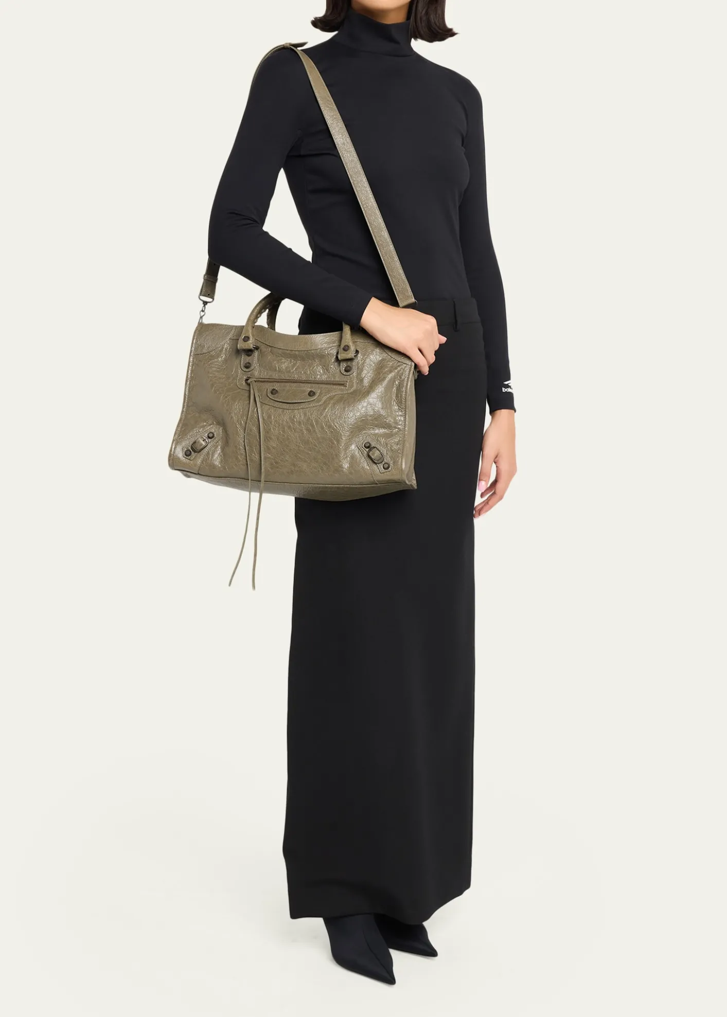 BalenciagaLe City Medium Crinkled Leather Top-Handle Bag