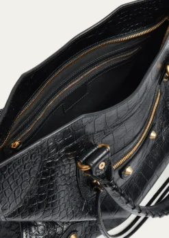 BalenciagaLe City Medium Croc-Embossed Leather Top-Handle Bag