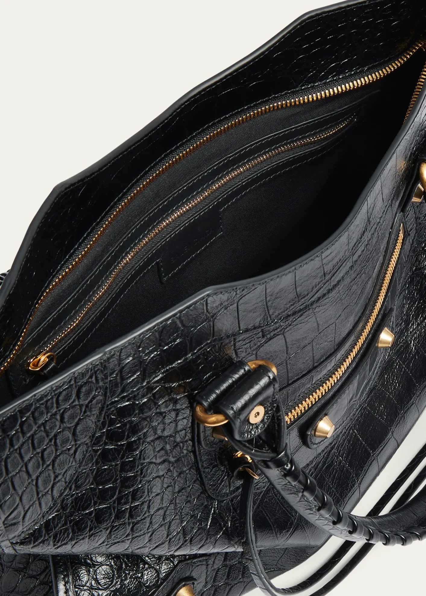 BalenciagaLe City Medium Croc-Embossed Leather Top-Handle Bag