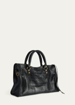 BalenciagaLe City Medium Croc-Embossed Leather Top-Handle Bag