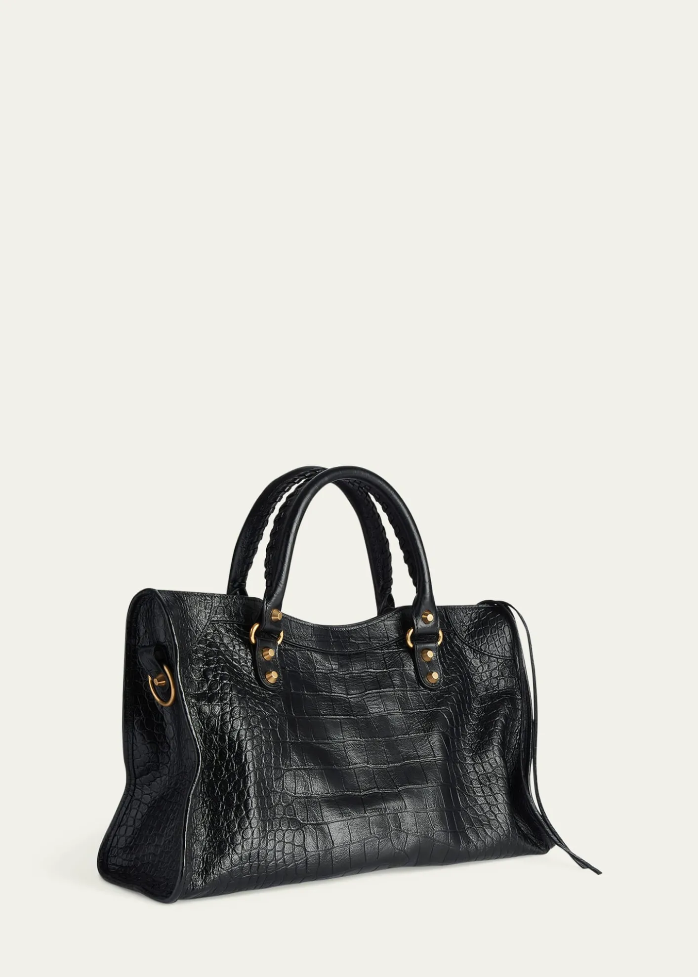 BalenciagaLe City Medium Croc-Embossed Leather Top-Handle Bag