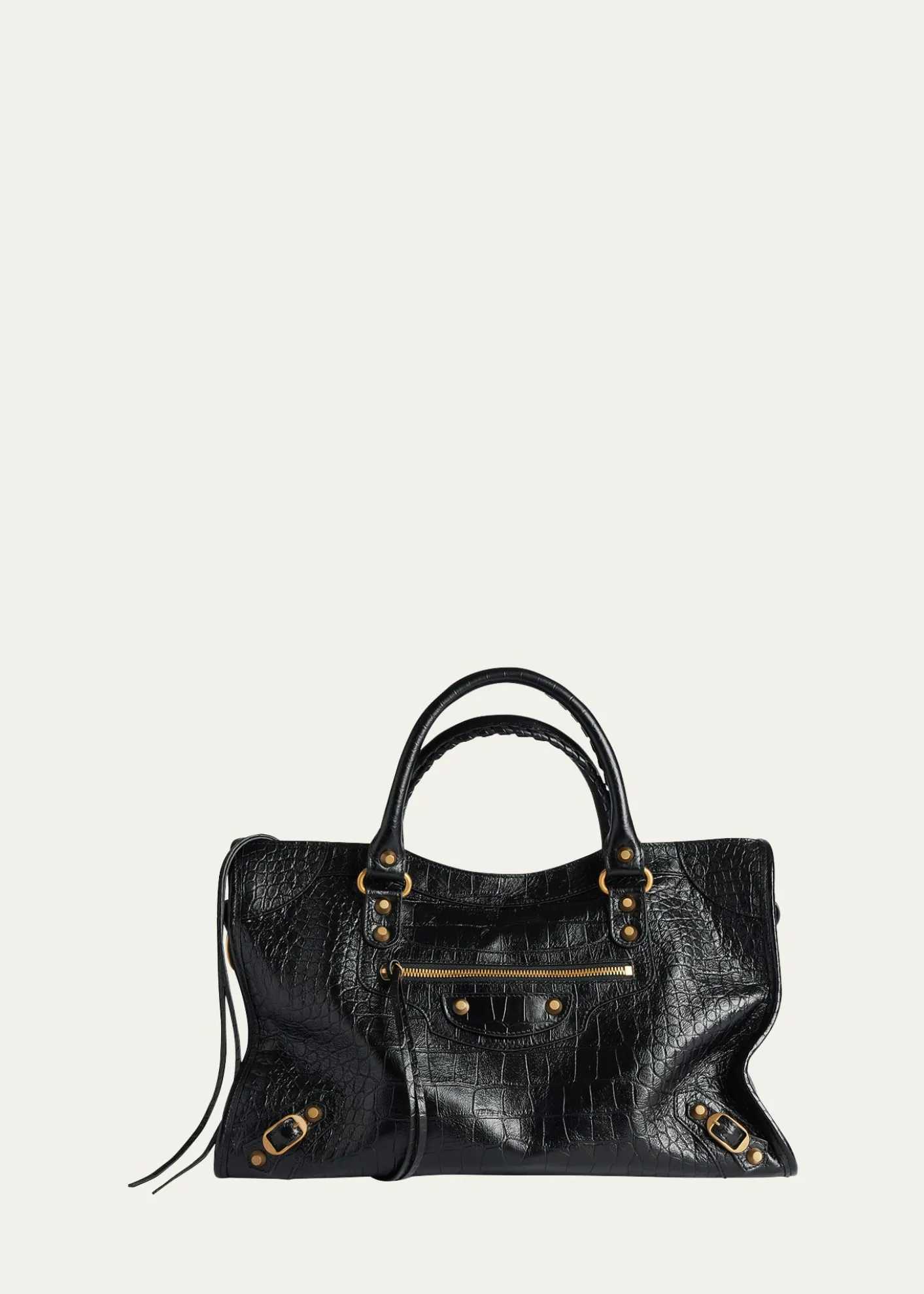 BalenciagaLe City Medium Croc-Embossed Leather Top-Handle Bag
