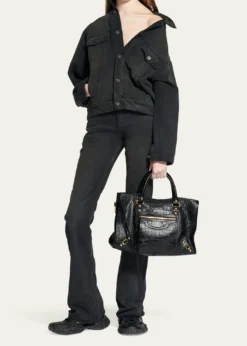 BalenciagaLe City Medium Croc-Embossed Leather Top-Handle Bag