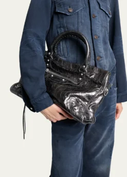 BalenciagaLe City Medium Metallic Leather Tote Bag