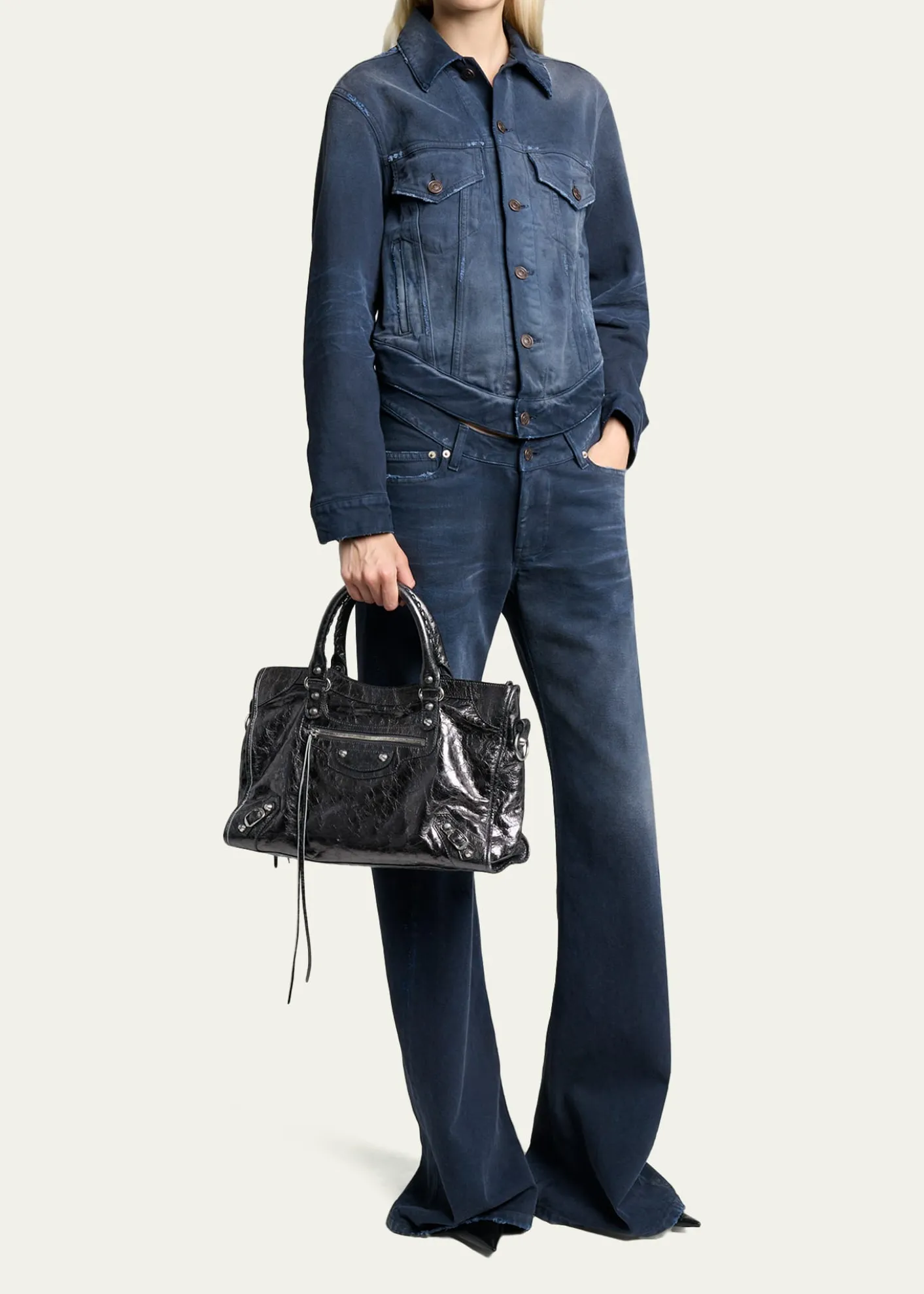BalenciagaLe City Medium Metallic Leather Tote Bag