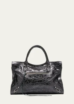 BalenciagaLe City Medium Metallic Leather Top-Handle Bag