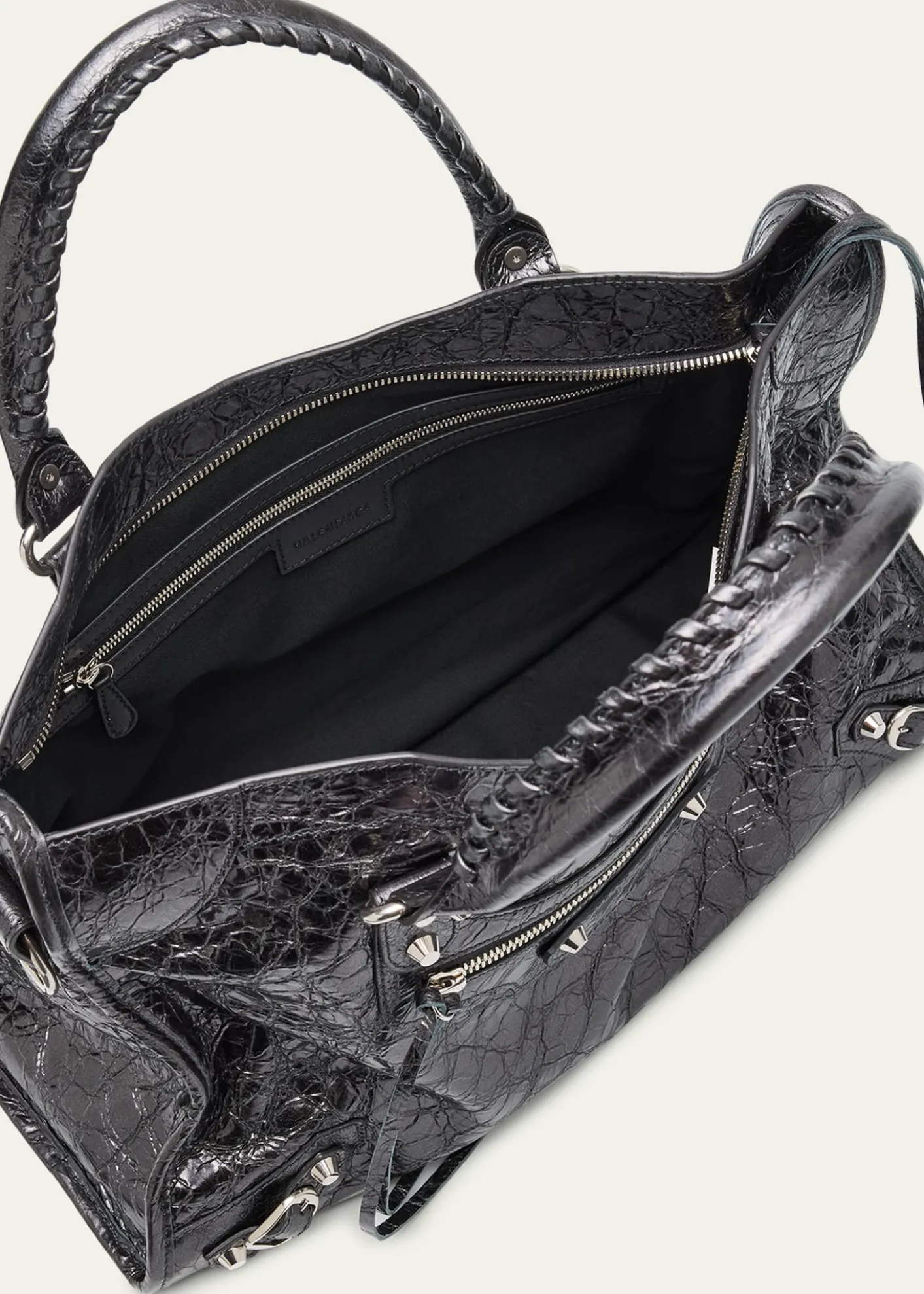 BalenciagaLe City Medium Metallic Leather Top-Handle Bag